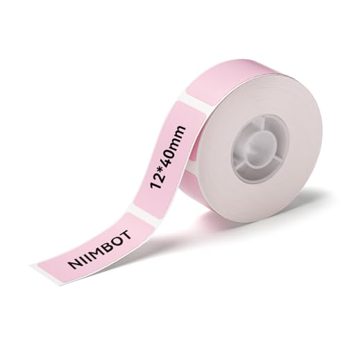 NIIMBOT Label Maker Tape for D11/D110/D101 Label Maker, 12 x 40 mm (0.47'' x 1.57'') for Home Office Labeling Tape Replacement, Pink - color: 12mmx40mm-pink