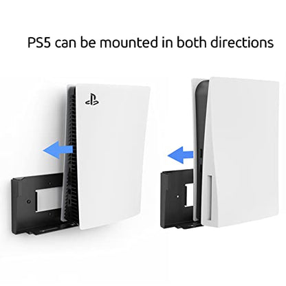 Monzlteck Wall Mount Holer for PS5 Original/Slim/Pro (Disc and Digital)+Controller Holder,All Metal Vertical Hanging On Wall with Power Botton Left/Right