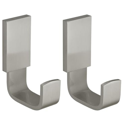 BESy Brass Clothes Hook Single Towel Hook for Bathroom Kitchen Garage Square Style Robe Hook Coat Hook Hat Hook, Wall Mounted with Screws, Two Packs, Brushed Nickel - color: Brushed Nickel, size: 2 Pack