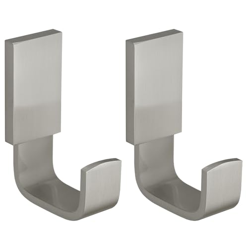 BESy Brass Clothes Hook Single Towel Hook for Bathroom Kitchen Garage Square Style Robe Hook Coat Hook Hat Hook, Wall Mounted with Screws, Two Packs, Brushed Nickel - color: Brushed Nickel, size: 2 Pack
