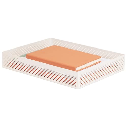 Mind Reader Metal Letter Size Paper Tray, Desktop Document Organizer with Non-Slip Pads, Office Desk Accessory Tray, Metal, White - color: White Paper Tray