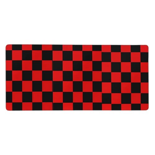 Black Red Checkered Mouse Pad Large Desk Mat for Keyboard and Mouse Non-Slip Gaming Mousepad Office Desk Accessories for Computer 35.4x15.7Inch - color: Black Red Checkered