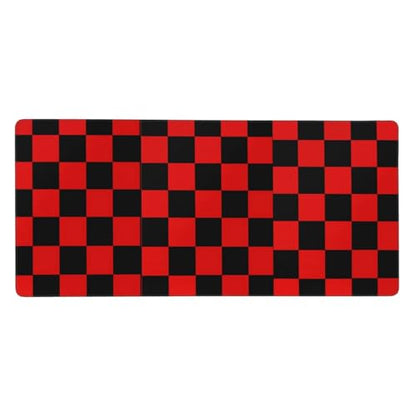 Black Red Checkered Mouse Pad Large Desk Mat for Keyboard and Mouse Non-Slip Gaming Mousepad Office Desk Accessories for Computer 35.4x15.7Inch - color: Black Red Checkered