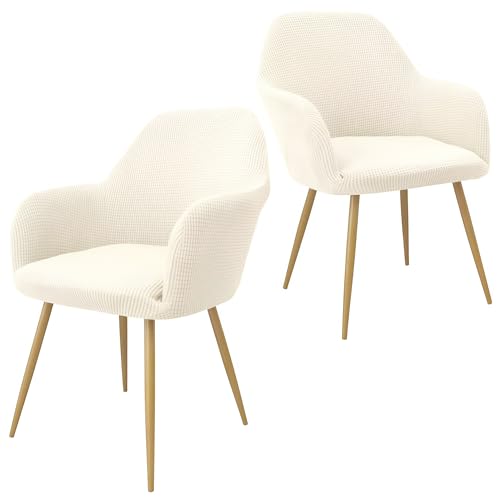 Yonus Dining Room Chair Slipcovers Parsons Chair Covers Sets Armchair Covers Removable Chair Protector Cover Seat Slipcovers for Living Room (2, Warm White) - color: Warm White, size: 2