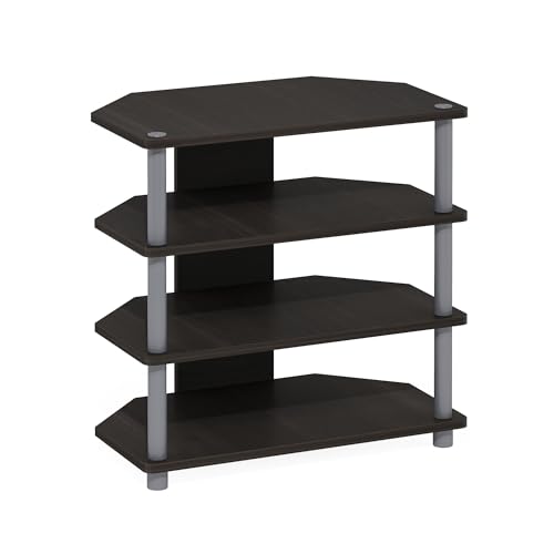Furinno Turn-N-Tube Easy Assembly 4-Tier Petite Entertainment Center / TV Stand / TV Unit / TV Desk, Espresso/Grey - color: Espresso, size: 4-Tier