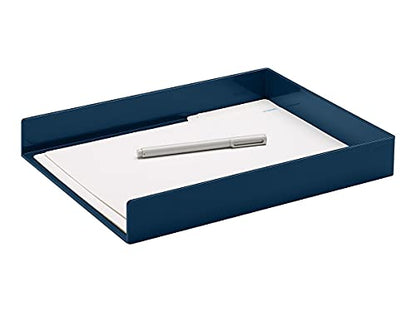 Poppin Stackable Front Loading Letter Tray, Blue, Rectangular - color: Slate Blue, size: 12.5" x 9.8" x 1.8"