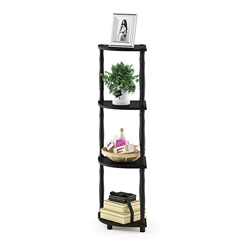 Furinno Turn-N-Tube 4-Tier Corner Display Rack Multipurpose Shelving Unit with Classic Tubes, Espresso/Black, 18114EX/BK, Espresso/Black Classic Tube - color: Espresso/Black, size: 4-Tier Classic Tube