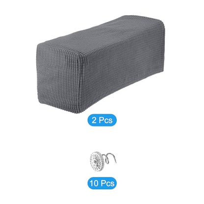uxcell 2pcs Stretch Armrest Covers for Chairs/Sofas, Couch Arm Covers with Twist Pin, Furniture Protector Slipcovers Light Grey - color: Light Grey