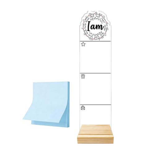 Monitor Memo Board Computer Monitor Memo Board Sticky Note Organizer I Am Acrylic Desk Accessories Removable Wooden Base Set Sticky Notes 100 Sheets 11.8×3.1 inches - color: I Am