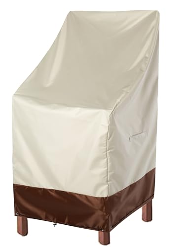 RosieLily Patio Chair Covers High Back Outdoor Bar Stool Covers (1 Pack-Beige & Brown, 28.35"W x 36.22"D x 47.24"H) - color: 1 Pack-Beige & Brown, size: 28.35"W x 36.22"D x 47.24"H
