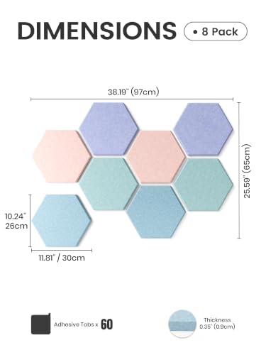 Fluxynara Hexagon Cork Board Alternative for Walls Decor-8-Pack Felt Bulletin Board Tiles,with 50 Adhesive Tabs for Office,Classrooms & Home Pin Board Felt Board-Coastal Haze - color: Coastal Haze-1, size: 8-Pack