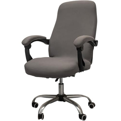 Melaluxe Office Chair Cover with Arm Covers - Universal Stretch Desk Chair Cover, Computer Chair Slipcovers (Size: L) - Dark Gray - color: Dark Gray, size: Large with Arm Cover