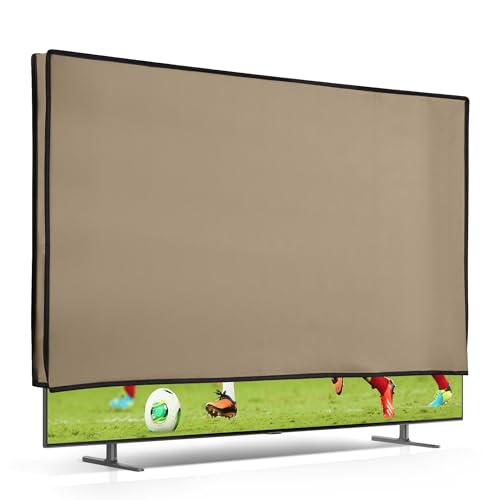 kwmobile Indoor 55" TV Cover – Television Dust Cover Screen Protector – TV Screen Dust Protection – Synthetic Fabric Beige - color: beige, size: 55" TV