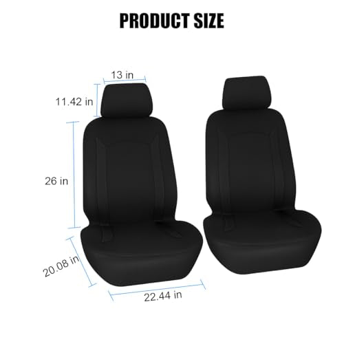 Bittwee Car Front Seat Cover Only, Breathable Sporty Vehicle Front Seat Protector with Separate Headrest Cover, Scratchproof Auto Chair Protection Accessories, Universal for Vehicles (Black) - color: Black