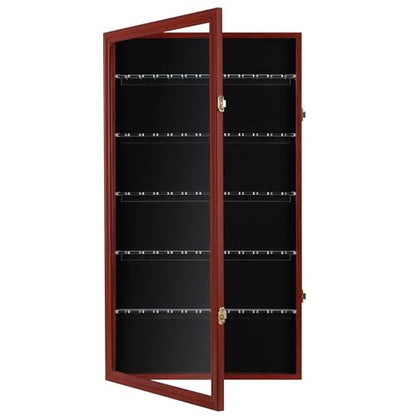 DisplayGifts 60 Souvenir Spoon Tea Spoon Display Case Rack Holder Wall Cabinet Collection Frame with UV Protection, Lockable Door (Cherry Finish) - color: Cherry Finish