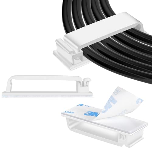 XHF 80 PCS Self Adhesive Cable Clips(XL) White,Wire Clips Cable Management Wire Organizer Cord Holder for Under Desk, Car, Wall, TV PC Ethernet Cable - color: White, size: XL-80PCS