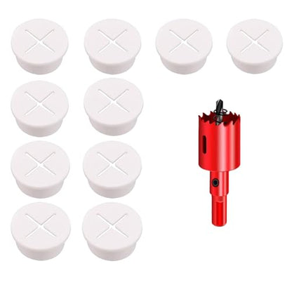 TuTuYa 10PCS Desk Grommet, Desk Grommet 1 Inch (25mm) Desk Cable Grommet Desk Cable Hole Covers with Hole Saw, Ideal Solution for Office and Home Table Cable(White) - color: 1 Inch_25mm White10PCS