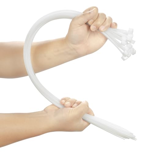 100PCS 24 inch Cable Zip Ties Heavy Duty 175lbs Tensile Strength Nylon Long Wire Ties Self-Locking Durable Plastic Tie Wraps for Indoor and Outdoor UV Resistant(White) - color: White, size: 24 inch(175lbs)