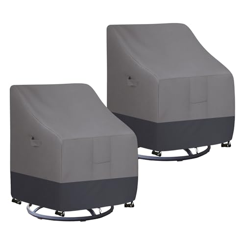 Easy-Going Outdoor Swivel Chair Cover Waterproof, Heavy Duty Patio Chair Cover, Windproof Outdoor Furniture Cover with Air Vent (2 Pack-28Wx33Dx38.5H inch, Gray/Dark Gray) - color: Gray/Dark Gray, size: 2 Pack-28Wx33Dx38.5H