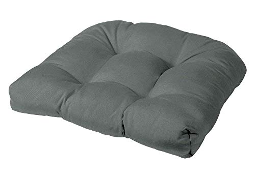 Cushion Source Tufted Chair Cushion | Rounded Back Corners | 21" x 19" x 4" Seat Cushion | No Ties | Indoor/Outdoor | Multiple Sunbrella Fabric Options Available (Sunbrella Charcoal) - color: Sunbrella Charcoal