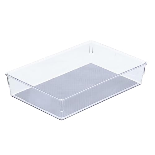 Glad Drawer Organizer Bin, 9x6 - Heavy Duty Clear Plastic Storage Tray for Junk Drawers, Kitchen Utensils, Bathroom Vanity, and Organizing Pantry - BPA Free, Food Safe, Non Slip - size: 9x6
