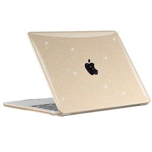 EooCoo Case Compatible with MacBook Air 13 inch M5 2026-2022 Release M4 M3 M2 A3449 A3240 A3113 A2681, Glitter Hard Shell&Keyboard Skin Cover&Screen Protector for Mac Air 13.6 inch, Sparkly Starlight - color: Glitter Starlight