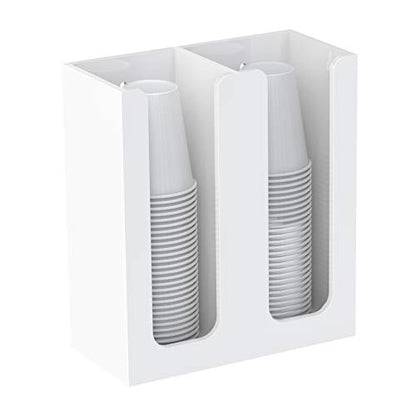 Richboom Acrylic Coffee Cup and Lid Storage Organizer Holder, 2 Compartments, White - color: White
