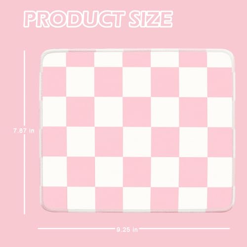 Mouse Pad for Desk with Stitched Edge, Premium Cute Washable Mouse Pads. Computer Mousepad with Non-Slip Rubber Base, Mousepads for Laptop, 9.25x7.75x0.12 inch (Pink Checkers) - color: Pink Checkers