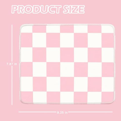 Mouse Pad for Desk with Stitched Edge, Premium Cute Washable Mouse Pads. Computer Mousepad with Non-Slip Rubber Base, Mousepads for Laptop, 9.25x7.75x0.12 inch (Pink Checkers) - color: Pink Checkers