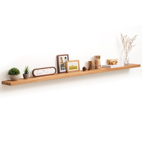 Fun Memories 72 Inch Floating Shelves for Wall, Solid Elm Wood Wall Shelf for Home Decor, Heavy-Duty Hardwood Floating Shelf for Bedroom, Bathroom, Living Room, Set of 1 - color: Usa-sourced Elm Wood, size: 72"W x 6.7"D