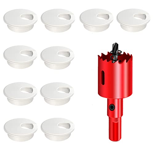 TuTuYa 10PCS Desk Grommet, Desk Grommet 1-3/8 Inch(35mm) Desk Cable Grommet Desk Cable Hole Covers with Hole Saw, Ideal Solution for Office and Home Table Cable (White,1-3/8 Inch) - color: 1-3/8 Inch_35mm White 10PCS
