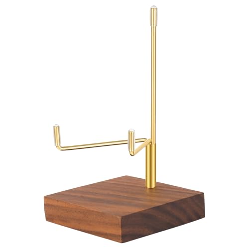 Adjustable Metal Arm Display Stand, 4 inches Tall, Wooden Base | For Easel, Plate, Rock, Picture, Crystal, Wreath, Coral