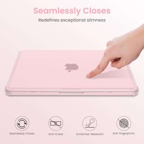 G JGOO Compatible with MacBook Neo Case 13 inch 2026 Release Model A3404 with A18 Pro Chip, Anti-Fingerprints Reinforced TPU Bumper Hard Shell Case with Keyboard Cover & Screen Protector, Blush - color: Matte Blush