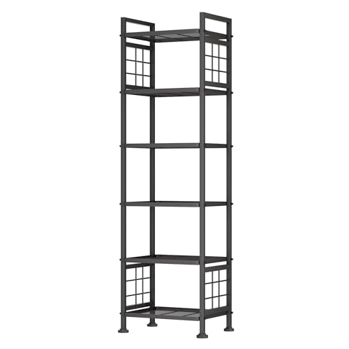 GIOTORENT 6-Wire Standing Storage Shelf for Bathroom Organizers and Storage & Laundry Room Organization, Metal Shelving Unit Pantry Rack for Kitchen & Bathroom, Black - color: Black, size: 12.7D x 16.9W x 65.1H (6Tier)