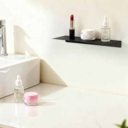 Metal Floating Wall Shelves - Small Wall Mounted Display Shelf for Collectibles, Mini Hanging Shelves Set for Bathroom, Bedroom, Kitchen & Living Room Decor (Black, 8 in-3 Pcs) - size: 8 IN-3 Pcs