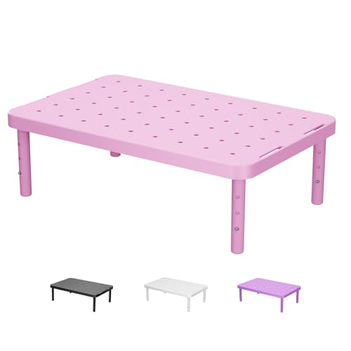 WALI Computer Monitor Stand for Desk, Adjustable Laptop Riser, Desk Monitor Stand Underneath Storage for Office, Home, School Supplies (PTT001-P), 1 Pack, Pink - color: Pink, size: 14.6"L * 9.3"W