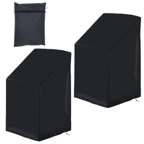 Outdoor Chair Cover Waterproof Sunproof Oxford Fabric with Drawstring - All Weather Protection for Patio, Garden, Balcony Furniture (Black 2 piece ) - size: 42"*26.7"*24"(2 piece)