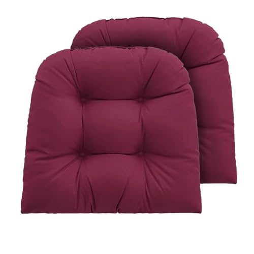 Outdoor Chair Cushions Set of 2, 22x22x4 Inch Seat Pads with Ties for Patio Wicker Chairs Garden Dining Chair, Indoor Outside Use, Fade-Resistant & Waterproof, Burgundy - color: Burgundy, size: 22x22x4"