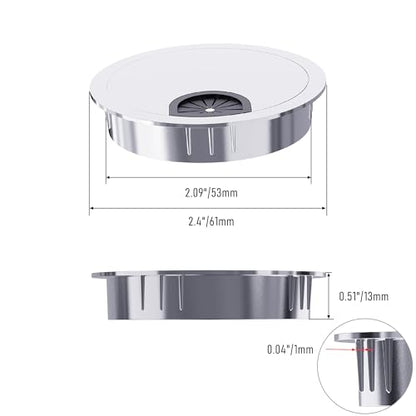Desk Grommet 2-1/8 Inch 53mm, Zinc Alloy Computer Desk Wire Hole Cover, Office Desktop Cord Cable Hole Metal Ring, Bright Silver - size: 2-1/8" Bright Silver