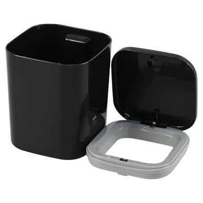 Gloreen 0.5 Gallon Mini Desktop Trash Can, Tiny Plastic ‎Garbage Can with Push Button Lid, Black