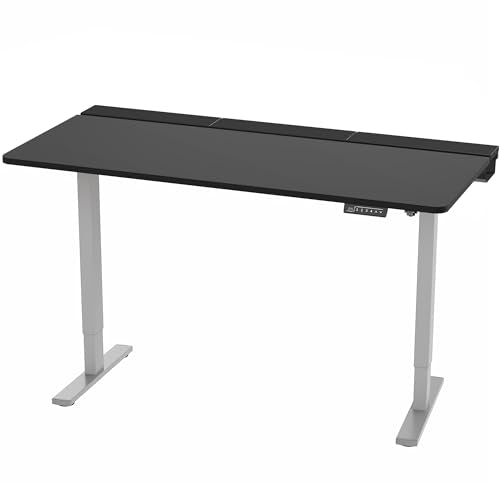 VIVO Black 60 x 30 in Stand Up Desk, DESK-KIT-1G6-P3B | Electric, Holds 220 lbs, Sit Stand, Height Adjustable Table, Cable Tray, Full-Size Mouse Pad, Office Furniture, Gray Frame - color: Black Top / Gray Frame, size: 60 x 30