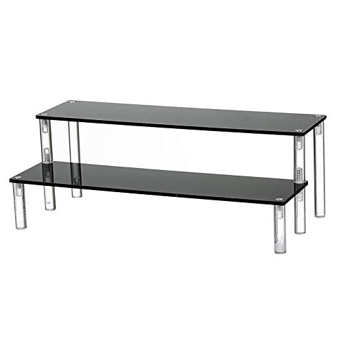2 Tier Black Acrylic Display Riser Cupcake Stand Display Shelf for Decoration, Makeup - size: 2 tier