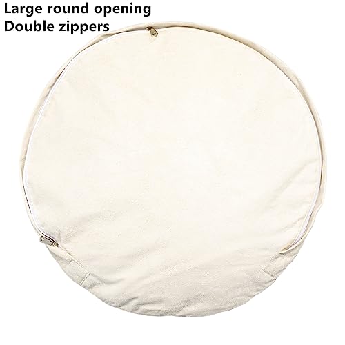 Asuprui Pouf Ottoman Unstuffed, Faux Rabbit Fur Cover, No Filler, 18" Round, Black and White - color: Black Cow Printed