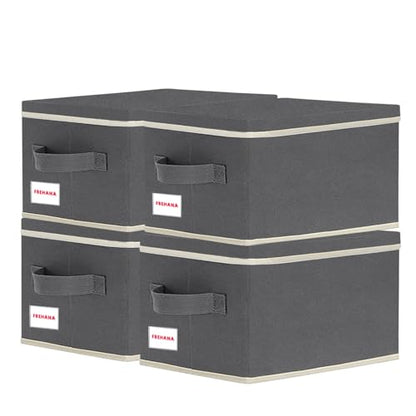 CD/DVD storage box Universal, stackable CD/DVD organizer with lid, Blu-ray disc media holder, video game disk, album, 4Pack can hold 180cd / 80dvd Gray - size: 4pack Grey