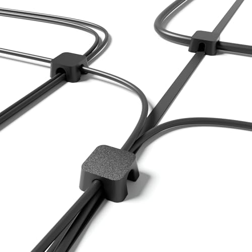 Magnetic Cable Organizer – Desktop Multipurpose Cord Keeper & Cable Management Clip for Home & Office - color: Black Block 20Pcs