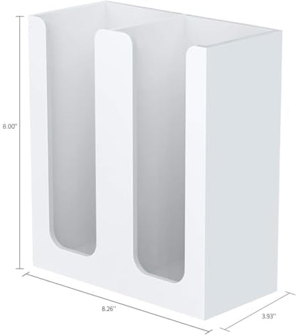 Richboom Acrylic Coffee Cup and Lid Storage Organizer Holder, 2 Compartments, White - color: White
