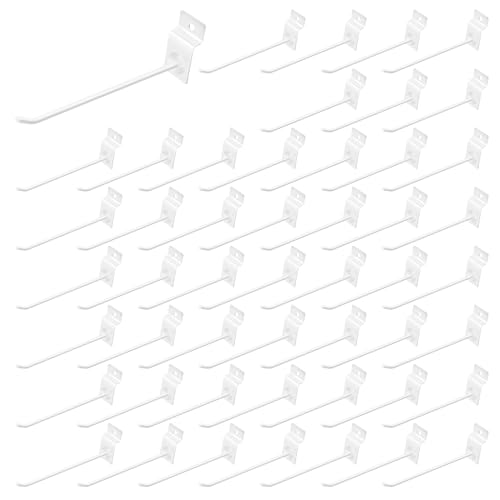 50Pcs 8 Inches White Slatwall Panel Hooks Bulk Set, Metal Slat Wall Hanging Display Hanger Hooks, Pegboard Organizer for Gridwall Garage Shop Retail - color: White, size: 8 inches