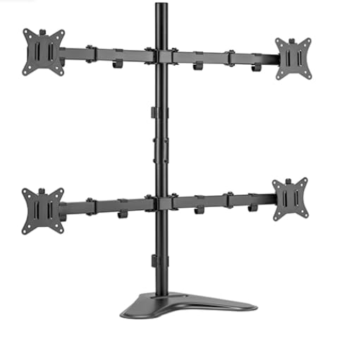 Quad Monitor Stand, Fully Adjustable Stacked 4 Screen Desk Mount for 17 to 32 Inch Computer Screens,Hold up to 19.8lbs Each,Black - size: Quad Arms