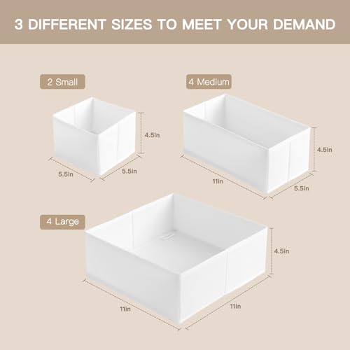 Criusia Drawer Organizer Clothes, 10 Pack Dresser Organizer for Baby Clothes, Underwear, Sock- Foldable Closet Organization and Storage Dividers Bins for Nursery, Bedroom (White) - color: White, size: 10PACK