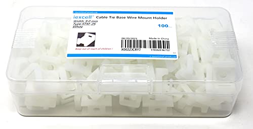 iexcell 100 Pcs White 9 mm Cable Tie Base Saddle Type Mount Wire Holder - color: White